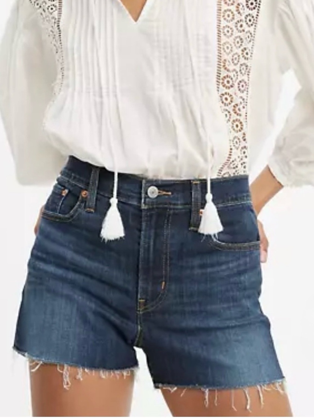 LEVI’S, High Rise Slim Through Hip Jeans Shorts in Dark Wash, Size 10/W30, NWT
